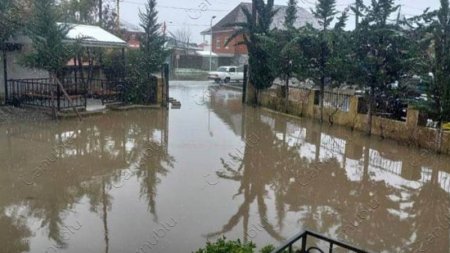 Lənkəran Sukanal Sahəsinin həyətini su basdı - FOTOFAKT